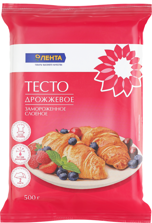Тесто дрожжевое ЛЕНТА слоеное, 500г