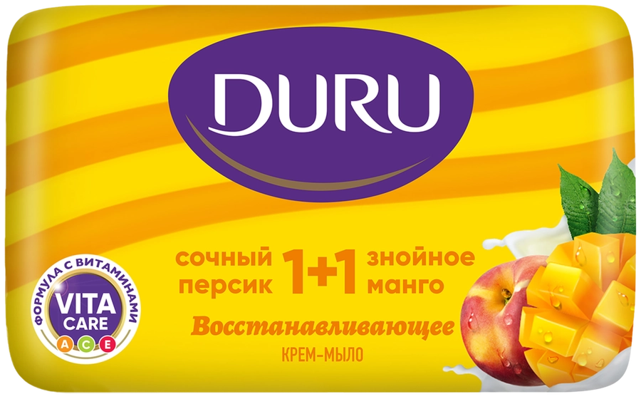 Крем-мыло DURU 1+1 Манго и персик, 80г