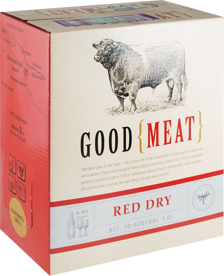 Вино GOOD MEAT красное сухое, 3л