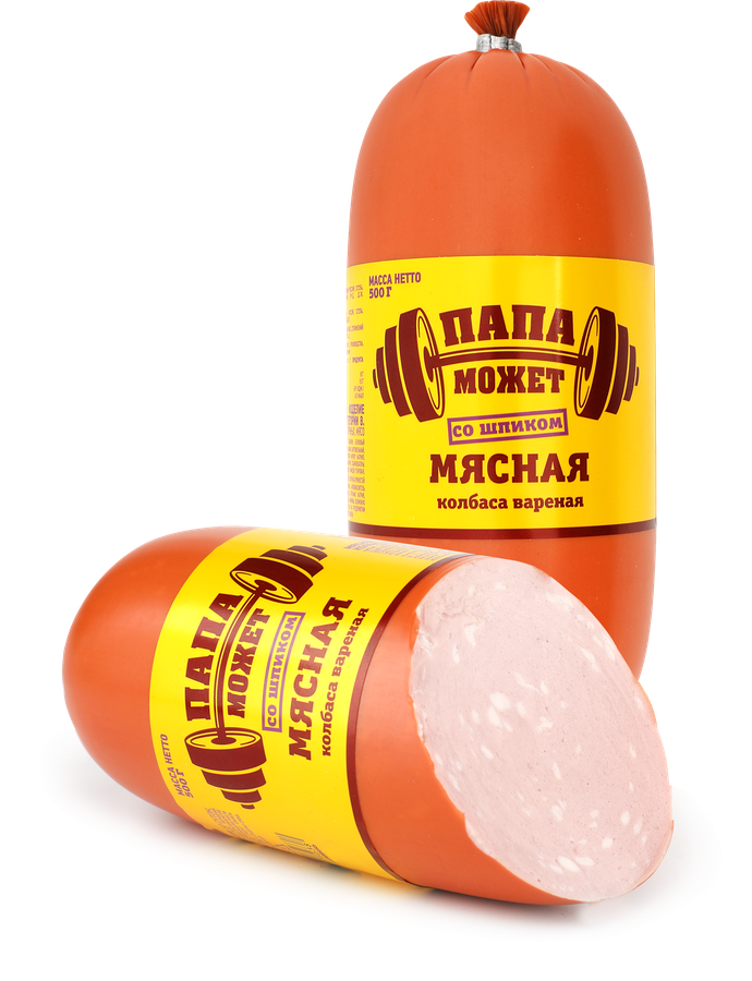 Колбаса вареная ПАПА МОЖЕТ! Мясная со шпиком, 500г