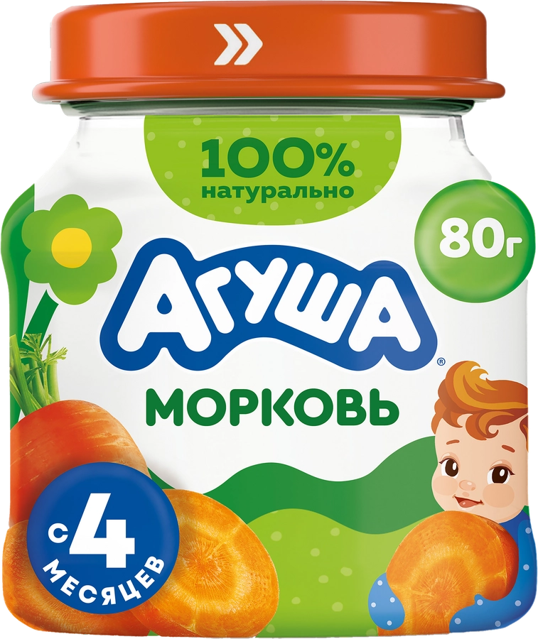 Пюре овощное АГУША Морковь, с 4 месяцев, 80г