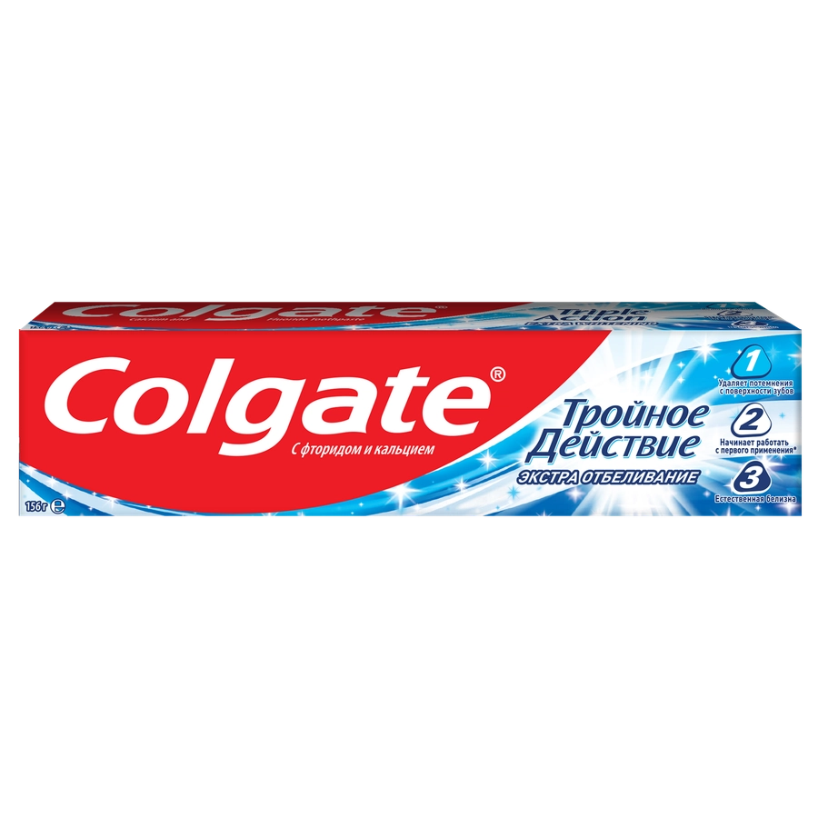 Зубная паста COLGATE Тройное действие Экстра отбеливание для восстановления естественной белизны зубов с первого применения, 100мл