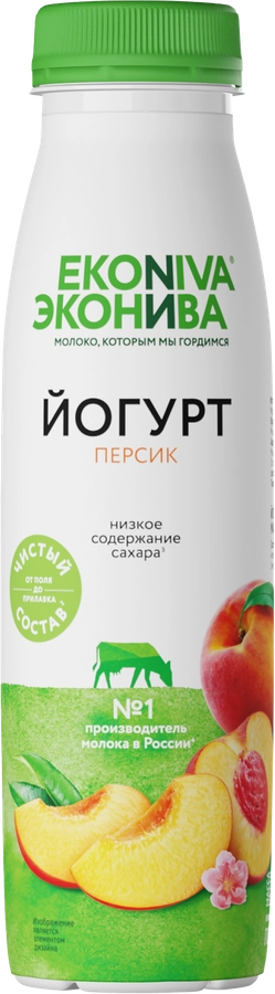 Йогурт питьевой ЭКОНИВА Персик 2,5%, без змж, 300г