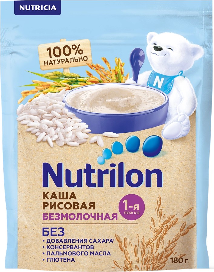 Каша рисовая NUTRILON безмолочная, с 4 месяцев, 180г