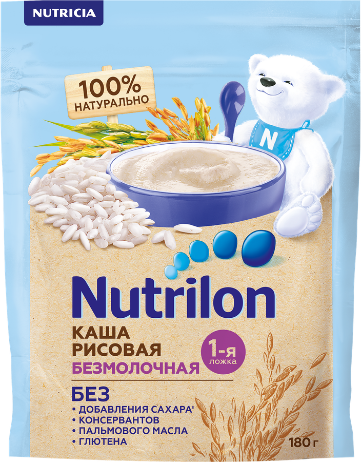 Каша рисовая NUTRILON безмолочная, с 4 месяцев, 180г