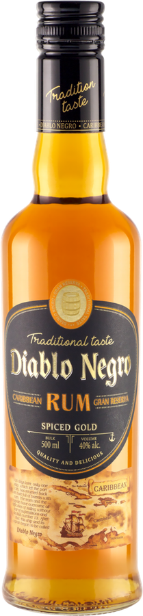Напиток спиртной DIABLO NEGRO CARIBBEAN RUM GRAN RESERVA SPICED GOLD 40%, 0.5л