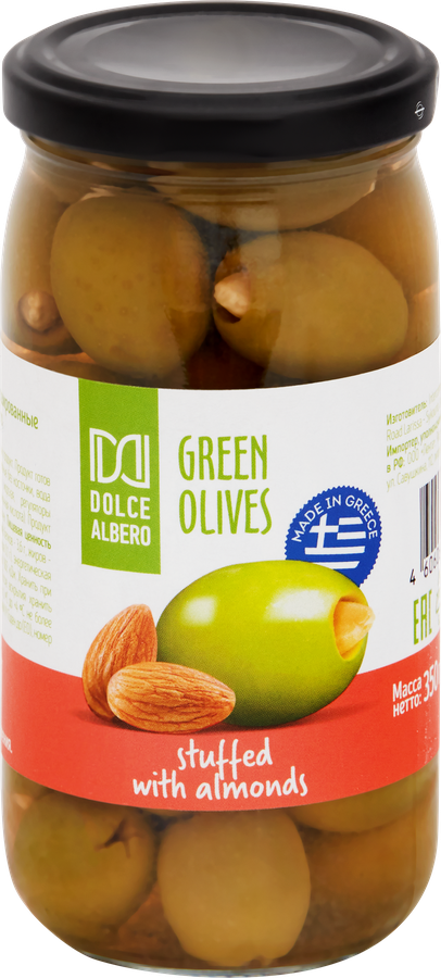 Оливки с миндалем DOLCE ALBERO зеленые, 350г