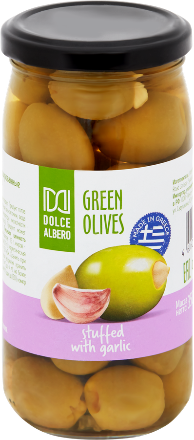 Оливки с чесноком DOLCE ALBERO зеленые, 350г