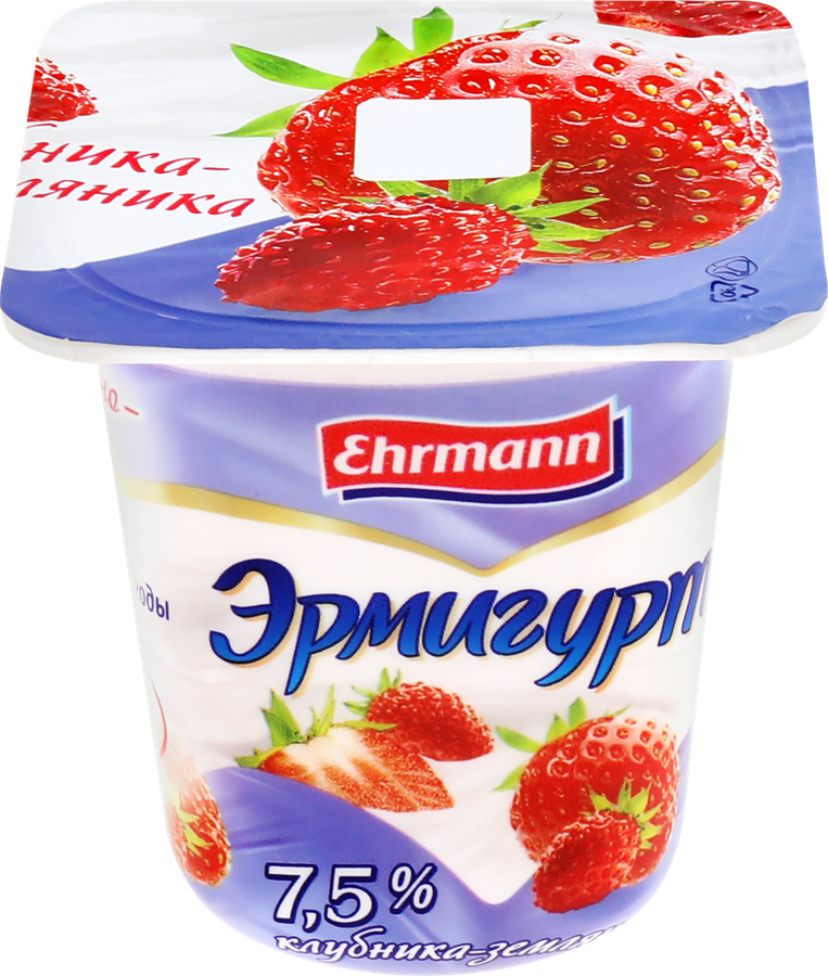Продукт йогуртный EHRMANN Эрмигурт Экстра Сливочный с клубникой и земляникой 7,5%, без змж, 100г