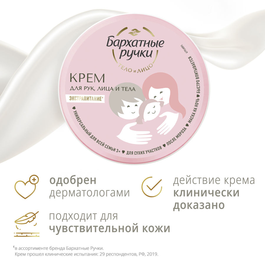 Крем для рук БАРХАТНЫЕ РУЧКИ Для всей семьи Универсальный, 150мл, превью