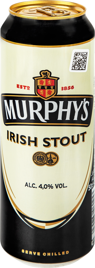 Пиво темное MURPHYS IRISH STOUT фильтрованное пастеризованное 4%, 0.5л