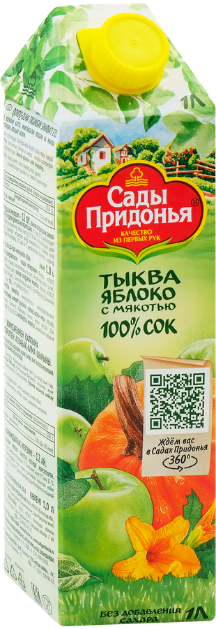 Сок САДЫ ПРИДОНЬЯ Тыква, яблоко с мякотью восстановленный, 1л, превью