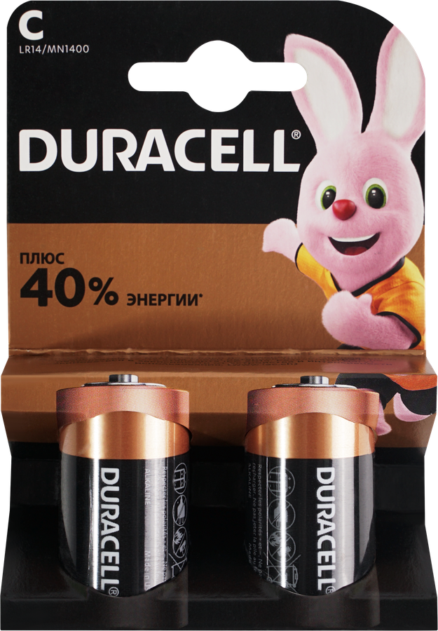 Батарейки щелочные DURACELL C/LR14, 2шт