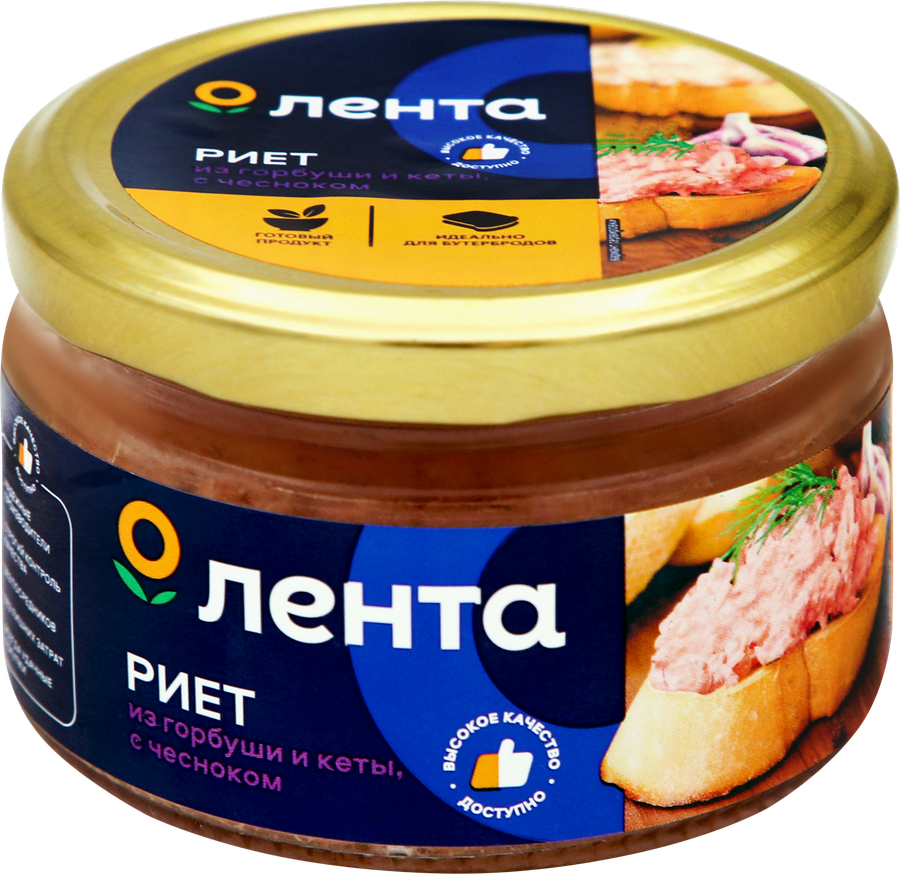 Риет ЛЕНТА с чесноком из горбуши и кеты, 180г