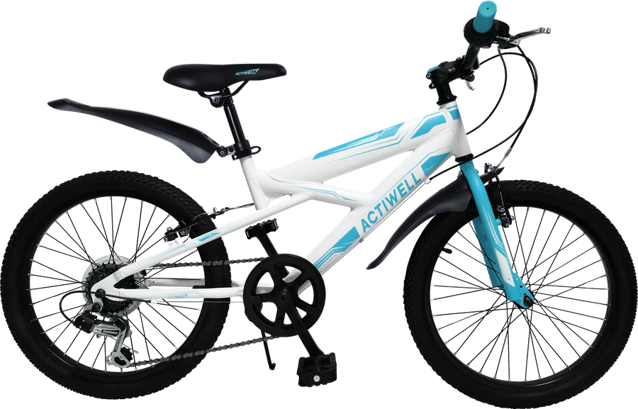 Велосипед горный ACTIWELL Junior 20" 6 скоростей, бело-голубой, Арт.  JUN20ST-U