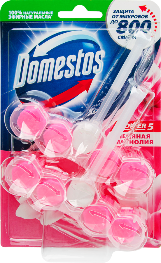 Блок для унитаза DOMESTOS Power 5 Duo Ледяная магнолия, 2х55г