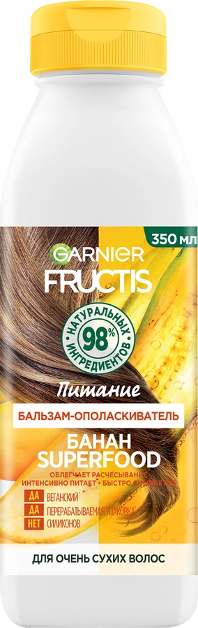 Бальзам для очень сухих волос FRUCTIS Superfood Банан питание, 350мл