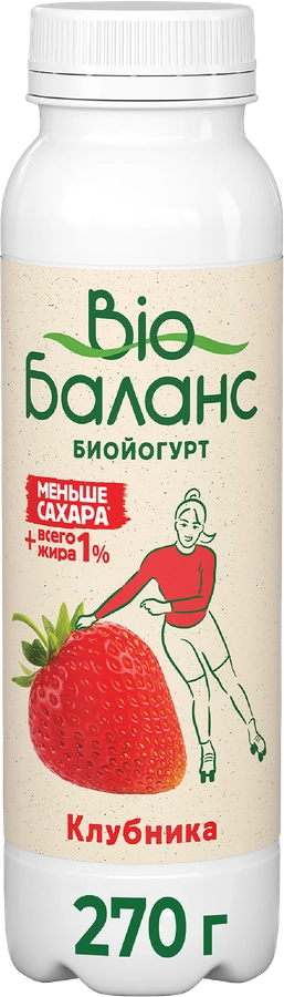 Биойогурт питьевой BIOБАЛАНС Клубника 1%, без змж, 270г