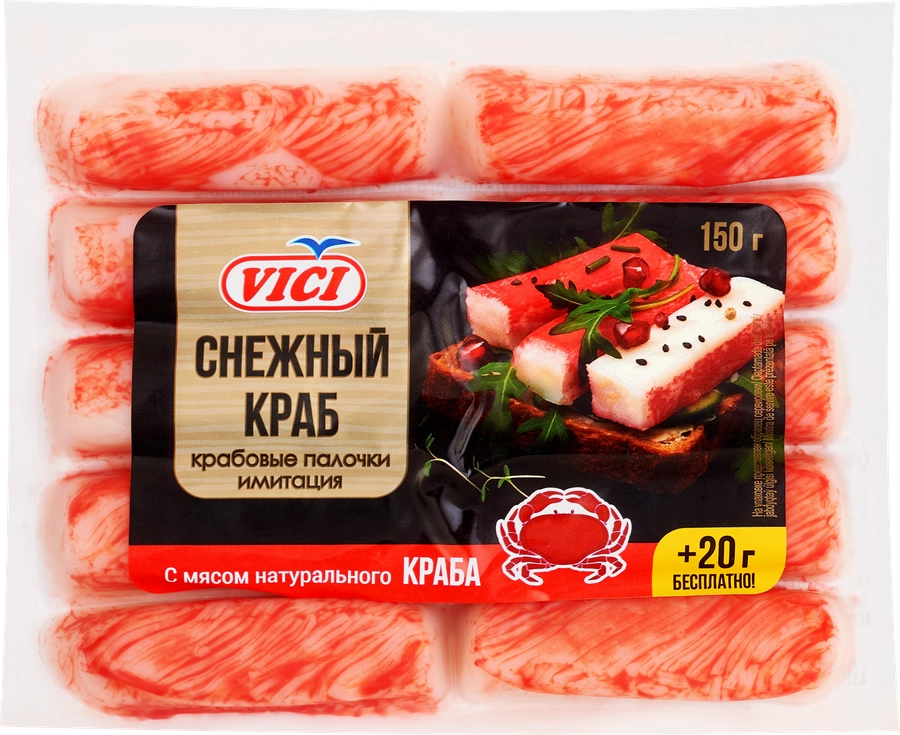 Крабовые палочки VICI с мясом натурального краба, 170г