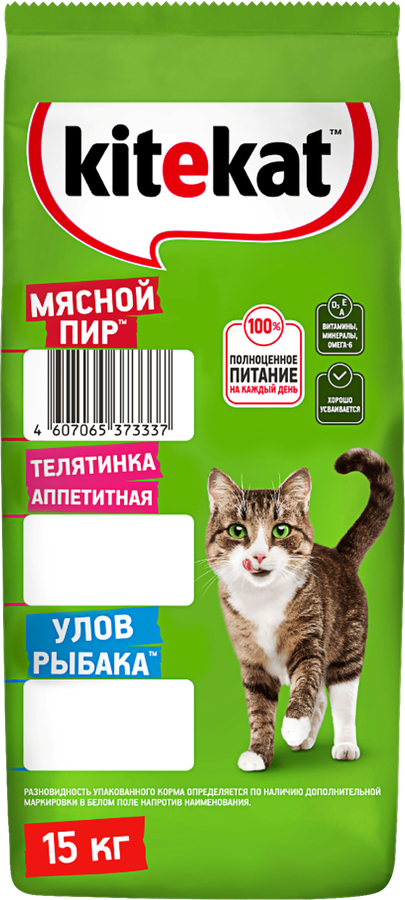 Корм сухой для кошек KITEKAT Мясной пир, полнорационный, 15кг
