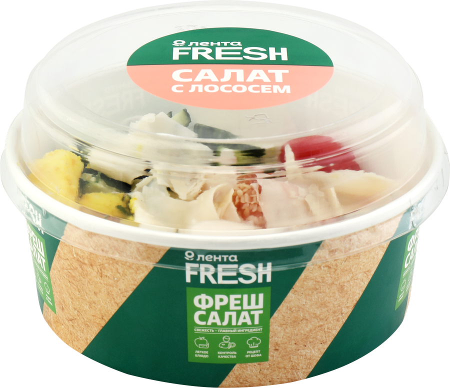 Салат ЛЕНТА FRESH Фреш с лососем, 200г