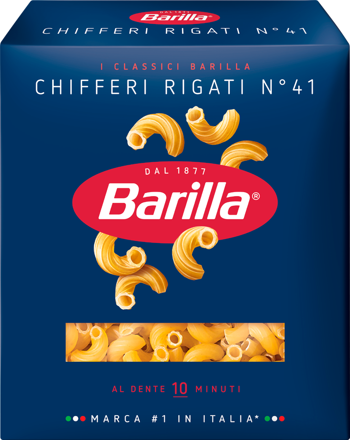 Макароны BARILLA Chifferi rigati n.41, группа А высший сорт, 450г
