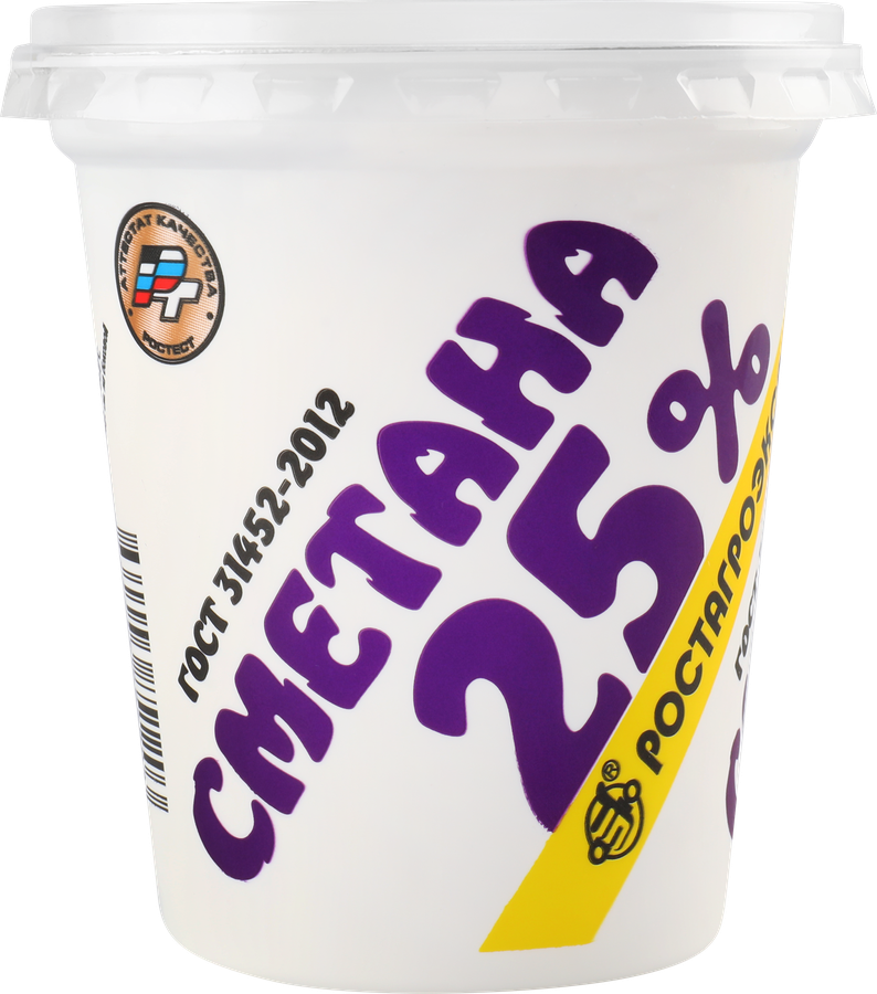 Сметана РОСТАГРОЭКСПОРТ 25%, без змж, 320г