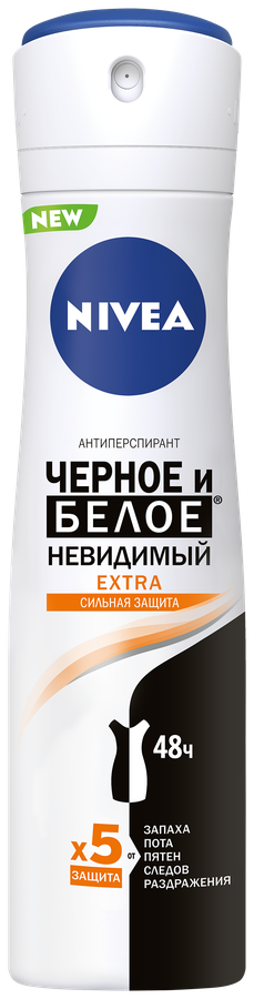 Антиперспирант-спрей женский NIVEA Черное и Белое Невидимый Extra, 150мл