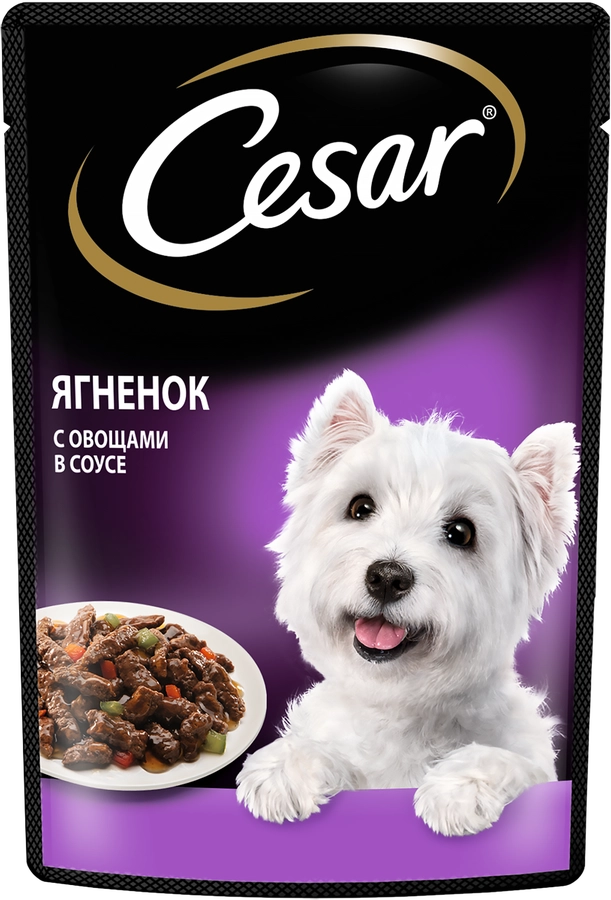 Корм консервированный для взрослых собак CESAR с ягненком и овощами, для всех пород, 85г