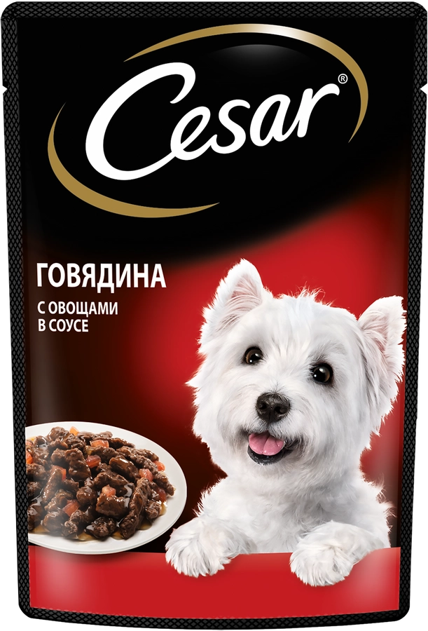 Корм консервированный для взрослых собак CESAR с говядиной и овощами, для всех пород, 85г