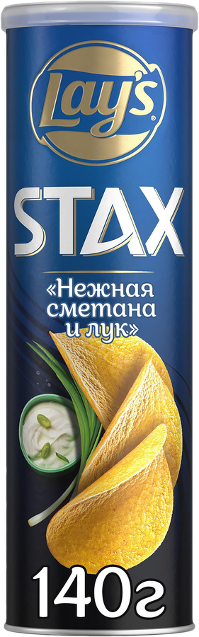 Чипсы картофельные LAY'S Stax Нежная сметана и лук, 140г