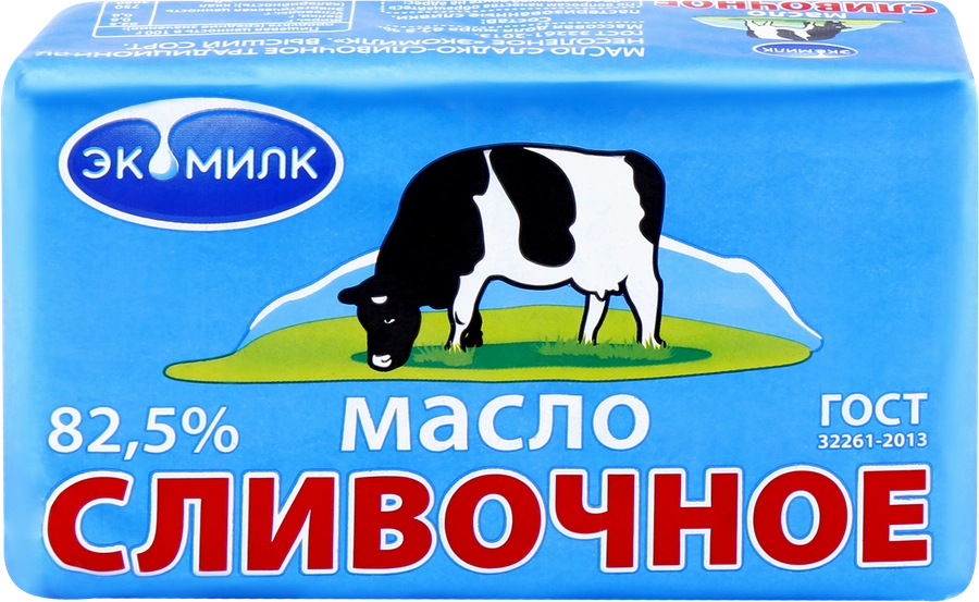 Масло сливочное ЭКОМИЛК 82,5%, без змж, 380г