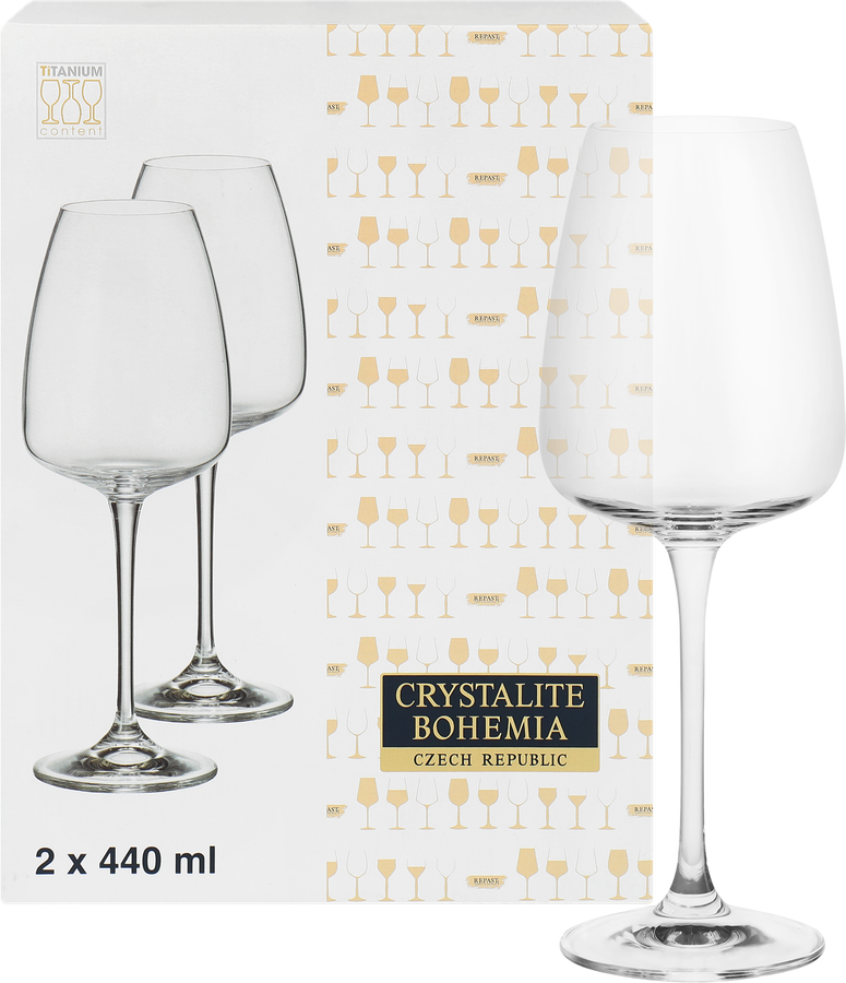 Набор бокалов для вина CRYSTALITE BOHEMIA Alizee 440мл Арт. 45875, 2шт
