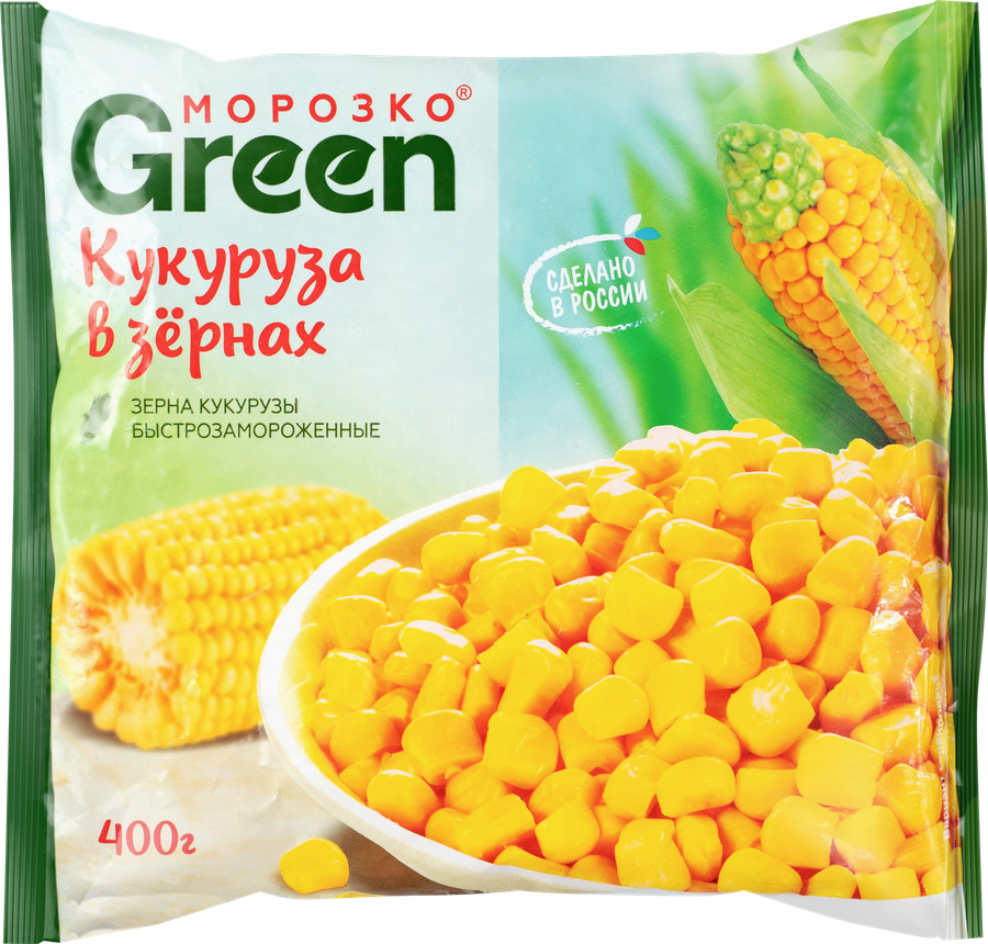 Кукуруза замороженная МОРОЗКО Green в зернах, 400г