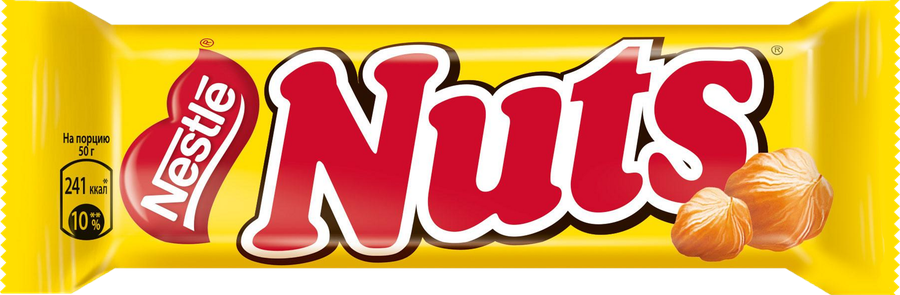 Батончик шоколадный NUTS, 50г