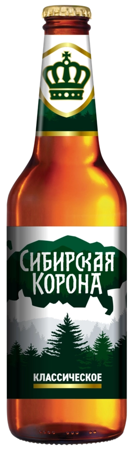 Пиво светлое СИБИРСКАЯ КОРОНА Классическое фильтрованное пастеризованное, 5,3%, 0.45л