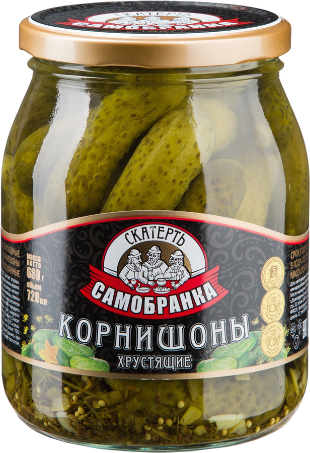 Корнишоны маринованные СКАТЕРТЬ-САМОБРАНКА Хрустящие, 720мл