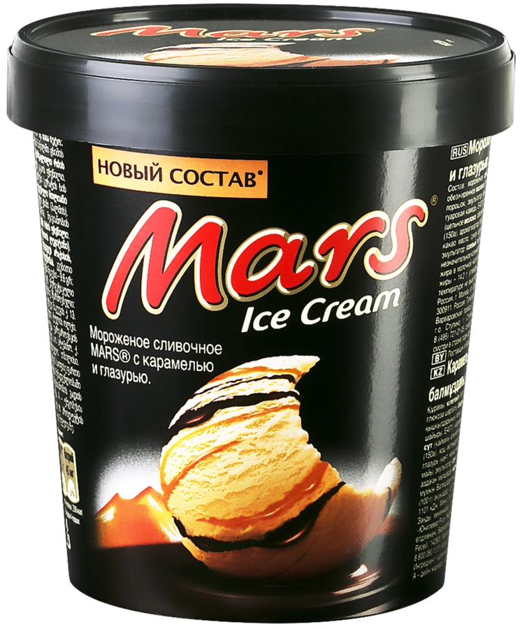 Мороженое MARS Ice Cream, сливочное с карамелью и глазурью 6,5%, без змж, ведро, 300г