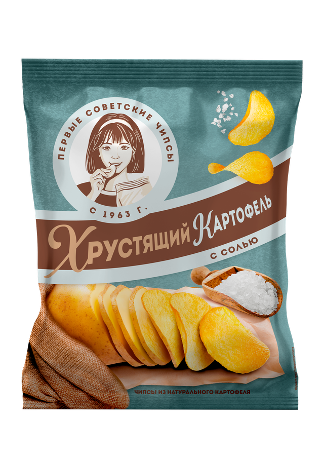 Чипсы картофельные ХРУСТЯЩИЙ КАРТОФЕЛЬ с солью, в ломтиках, 70г