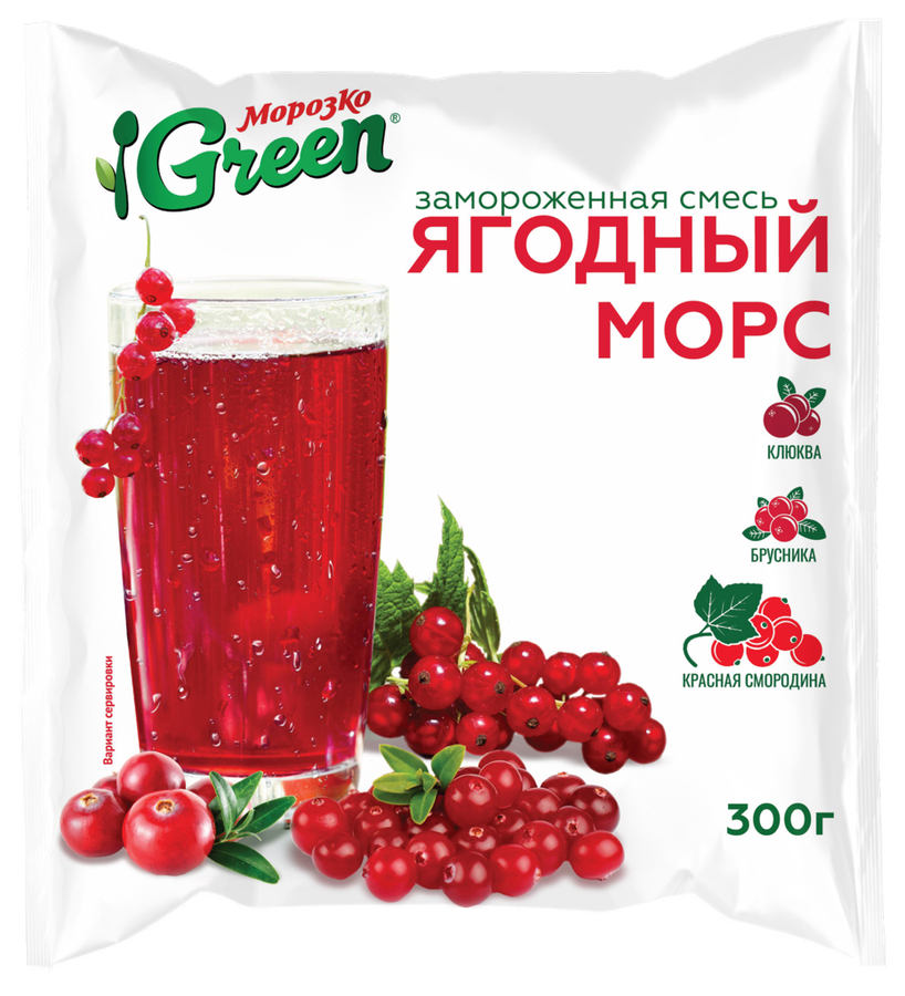 Морс ягодный МОРОЗКО GREEN c клюквой, брусникой и красной смородиной, 
300г, превью