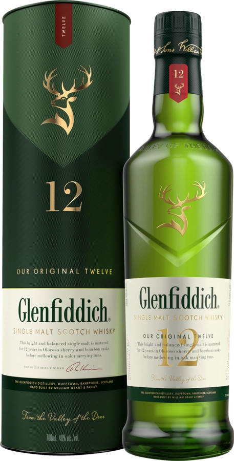 Виски GLENFIDDICH Шотландский односолодовый 12 лет 40%, туба, 0.7л