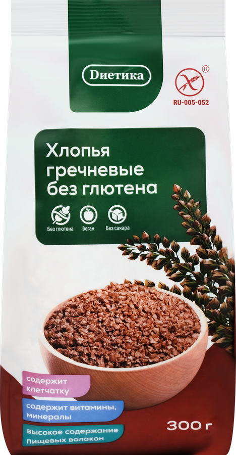 Хлопья гречневые безглютеновые ДИЕТИКА, 300г