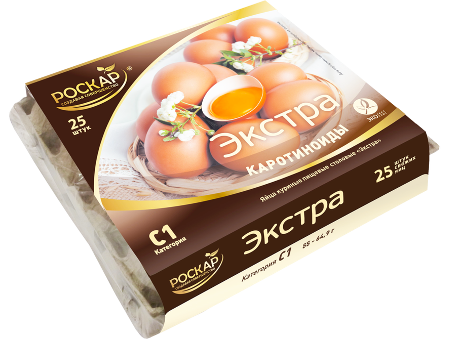 Яйцо куриное РОСКАР Экстра С1 столовое, 25шт