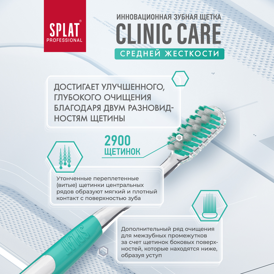 Зубная щетка SPLAT Clinic care, средней жесткости, превью