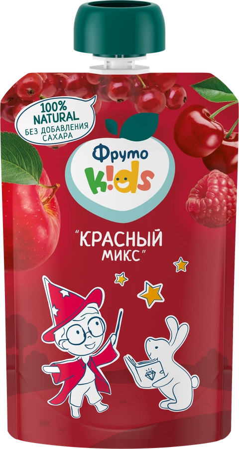 Пюре фруктовое ФРУТОKIDS Красный микс, яблоко, черешня, малина и красная 
смородина, с 5 месяцев, 90г