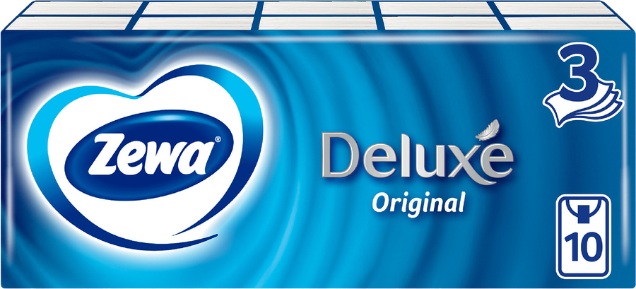 Платочки бумажные носовые ZEWA Deluxe 3-слоя, 10шт