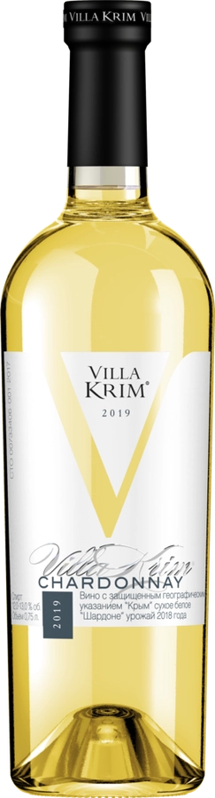 Вино VILLA KRIM Шардоне ординарное белое сухое, 0.75л