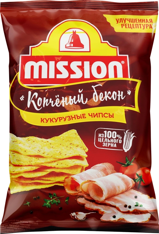 Чипсы кукурузные MISSION Копченый бекон, 150г