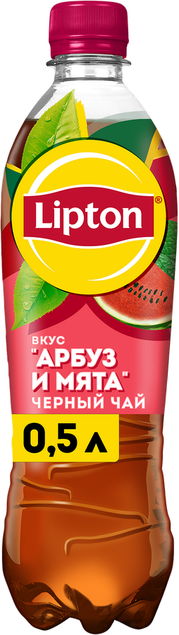 Напиток LIPTON Холодный черный чай со вкусом арбуза и мяты негазированный, 0.5л