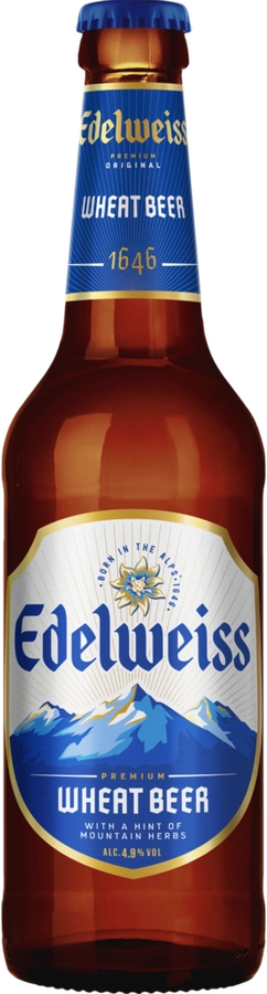 Напиток пивной EDELWEISS Wheat beer нефильтрованный пастеризованный осветленный, 4,9%, 0.45л